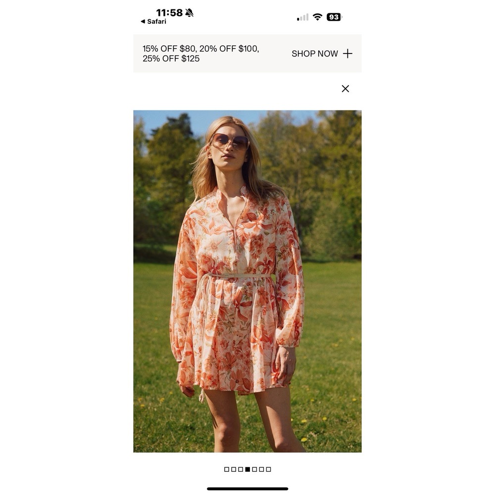 H&M Red CORAL‎ FLORAL macrame-belt dress  Size S  SOLD Out. New With Tags